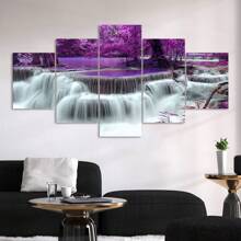 5入組噴墨畫布海報,高清瀑布畫,家庭裝飾,客廳禮物,掛畫藝術裝飾,適用於客廳,臥室,辦公室,廚房,餐廳,酒吧牆壁裝飾,無框防水油畫打印藝術品 - 彩色 - 查看 1