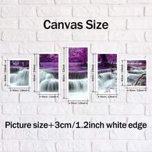 5入組噴墨畫布海報,高清瀑布畫,家庭裝飾,客廳禮物,掛畫藝術裝飾,適用於客廳,臥室,辦公室,廚房,餐廳,酒吧牆壁裝飾,無框防水油畫打印藝術品 - 彩色 - 查看 3