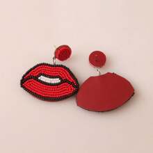 1pair Handmade Lips Design Beaded Earrings (With Seed Beads) Bohemian Personalized Women's Fashion Earrings - mouth - View 5