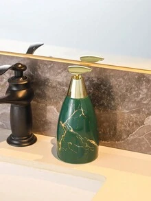 綠燙陶瓷洗手液瓶按壓瓶空瓶洗髮精沐浴露瓶輕奢 - 綠色 - 查看 6