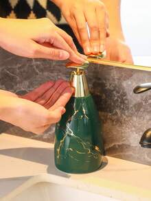 綠燙陶瓷洗手液瓶按壓瓶空瓶洗髮精沐浴露瓶輕奢 - 綠色 - 查看 7