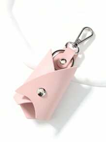 1个男女通用PU皮革简约个性化汽车钥匙套，带防丢钥匙扣，适合日常钥匙保护，是送给朋友、同事和家人的理想礼物 - 粉色 - 查看 4