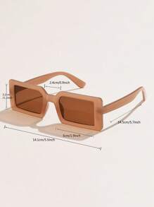 Square Frame Fashion Glasses Casual For Summer Beach Vacation,Outdoor,Travel - Brown - View 4