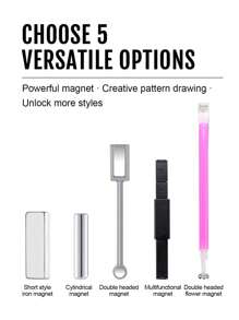 1 件 Y2K 双头花磁铁美甲磁性笔套装 3D 猫眼设计双头磁铁棒凝胶指甲油万圣节美甲 DIY 和沙龙 5 种工具礼物适合女性女孩新年圣诞节哥特时尚 Y2k - 粉色 - 查看 3