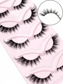 Asiteo New Hot Selling Cat Eye False Eyelashes, 3D Natural Transparent With False Lashes, Fluffy Soft Criss-Cross Style, 5 Pairs + 5 Pairs, Suitable For Cartoon Makeup, Delicate Natural Lash Extension - 眼尾拉長款 - 查看 3