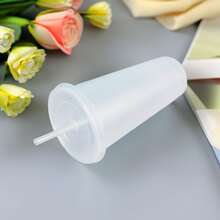 1pc/5pcs/6pcs Reusable 24oz Tumblers, With Straw And Lid Free Cold Coffee Cup For Parties And Drinking On The Go Perfect For Wedding/Birthday Party/Festivals,Washable And Reusable, - Purple - View 7