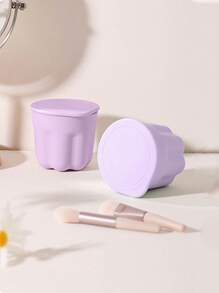 1入組化妝刷清潔乾燥工具,帶有矽膠墊的多功能清潔器,不損壞刷子,包含刷子乾燥座 - 紫色 - 查看 4
