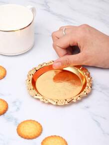 1pc Deluxe Cake Decoration Plate With Lace Edge, Baking Packaging Mousse Pad - Gold - View 1