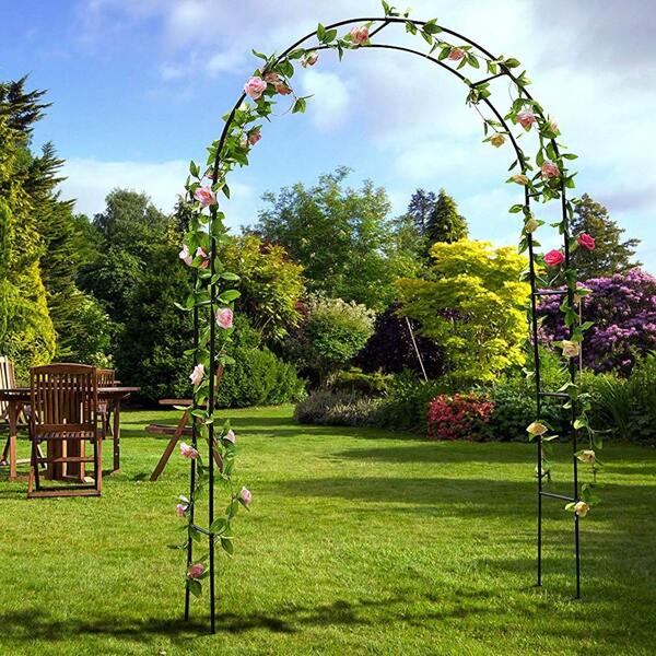 UNHO Rosenbogen aus Metall Garten Bogen Kletterpflanzen Pergola Outdoor Hochzeit Dekorationen für Zeremonie drauße 139x37x240cm