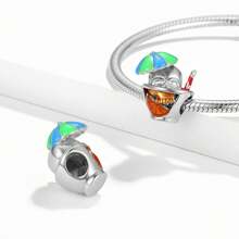 MAGIC CHARMS 1 件 S925 純銀骷髏果汁飲料吊飾 Diy 配件適合女士手鍊和項鍊,精美的節日珠寶禮物 - 銀色 - 查看 3