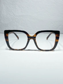 1入流行的烏龜殼色塊女士眼鏡,適合日常佩戴 - 黑色 - 查看 3