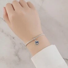 1個純銀925珠鏈吊墜,帶有飛機&eiffel Tower&cz石,男女皆可diy,非常適合度假主題、生日、情人節禮物 - 黑與白 - 查看 5