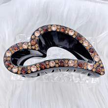 1 件簡單髮夾髮夾髮夾,大尺寸心形髮夾成人新穎頭飾,優雅水鑽髮飾 - 香檳色 - 查看 2