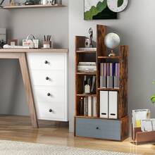 7-Tier Open-Back Bookshelf with Drawer - Rỉ Nâu - Xem 2