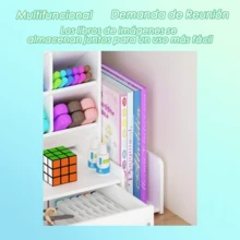 Organizador De Escritorio Con Estante Para Libros Y Cajones - Blanco - Ver 4