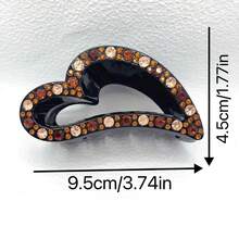 1 件簡單髮夾髮夾髮夾,大尺寸心形髮夾成人新穎頭飾,優雅水鑽髮飾 - 香檳色 - 查看 3