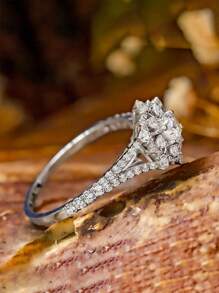 1枚浪漫立方氧化鋯女戒,情人節禮物,婚禮訂婚紀念日派對珠寶 - 1# - 查看 5