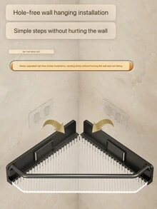 1 件壓克力黏浴室廁所壁掛式化妝品收納架,無需鑽孔 - 灰色 - 查看 6