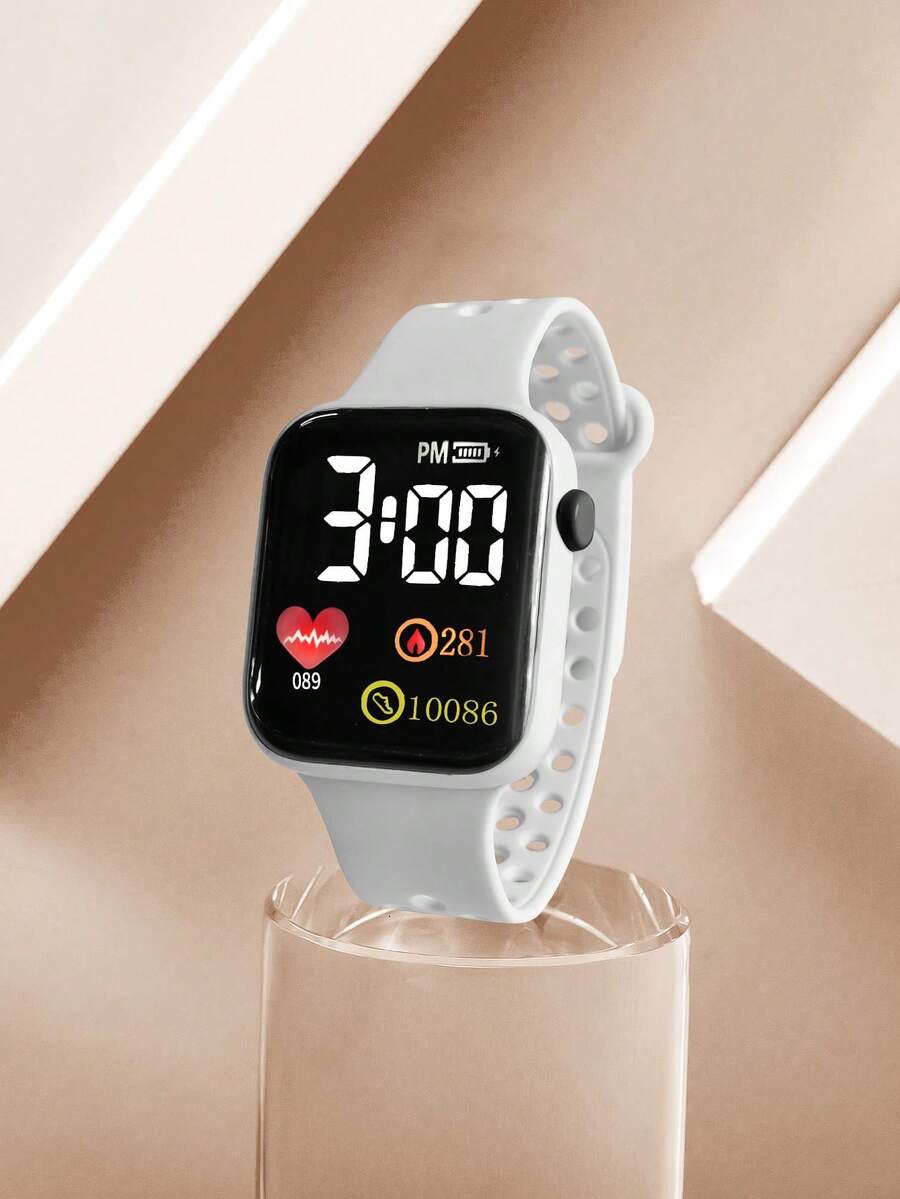 1 Pieza Reloj Deportivo De Silicona Multifunción Para Hombre - Blanco - Ver 1