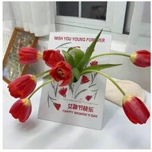 花禮盒,新款鏡面藝術相框花材diy材料,手提式花盒 - 紅色 - 查看 3