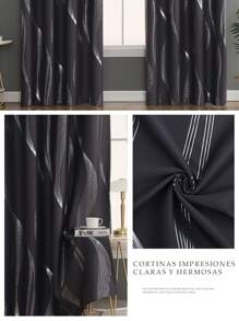 Juego de cortinas opacas de 94.5 pulgadas de largo, 2 paneles con aislamiento térmico, cortinas largas y cortinas, 2 burg, oscurecimiento de la habitación, cortinas grises con ojales para sala de estar, recámara, ventana (2pz 63 x 94inch)Negro - Negro - Ver 4