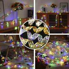 1 件装 1/2/5/10 米丝带灯迷你灯铜线仙女串灯适用于新年派对婚礼 DIY 树弓装饰（银色/金色）圣诞装饰圣诞礼物感恩节圣诞树装饰饰品圣诞灯卧室装饰家居装饰派对装饰节日节日房间装饰 - 彩色 - 查看 9