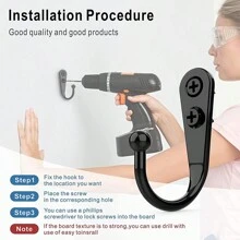 5入/10入復古風格壁掛鉤,附帶螺絲和吸盤,超耐重衣架,適用於門,浴室和廚房 - 黑色 - 查看 8