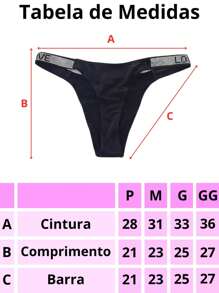 Kit 3 Rhinestone Thong Panties ''Love Secret'' - Assorted Colors - Nhiều màu - Xem 6