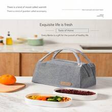 1個新牛津布午餐袋,適用於戶外野餐,手提 - 灰色 - 查看 9