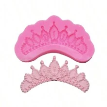 一件粉紅色皇冠模具巧克力蛋糕模具超輕粘土矽膠模型裝飾蠟燭模具 - 粉色 - 查看 1