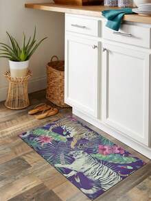 1入組廚房防滑短毛絨印花門墊吸油防滑地毯除塵腳墊進門墊可水洗可裁剪地毯 - 棕色 - 查看 1