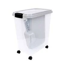 3 Piezas Contenedores Herméticos para Alimento de Mascotas, Capacidad 30 y 10 Litros, con Cuchara Medidora, con llantas para un Fácil Transporte + 315 Bolsas para popó de perro + 1 dispensador - Gris - Ver 8