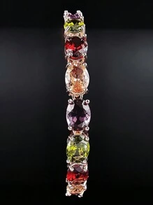 2023年新款奢華玫瑰色橢圓形手鐲手環,結婚週年紀念禮物珠寶批發,情人節s5774b - 彩色的 - 查看 3