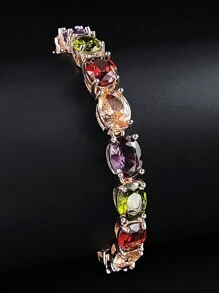 2023年新款奢華玫瑰色橢圓形手鐲手環,結婚週年紀念禮物珠寶批發,情人節s5774b - 彩色的 - 查看 4