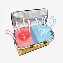 1個帶保溫罩、冰袋和可折疊設計的野餐籃,戶外露營籃 - 紅色 - 查看 3