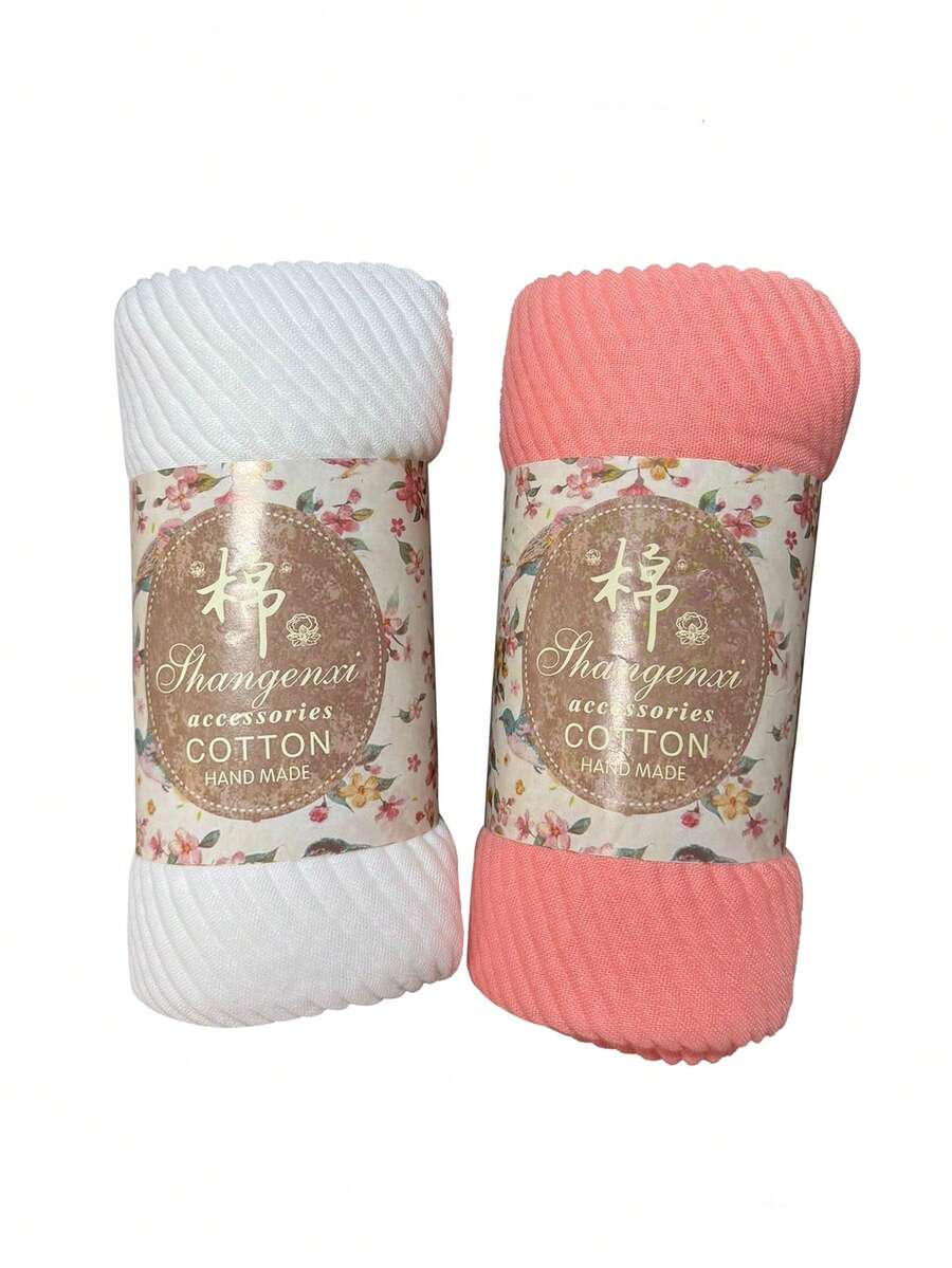 1入組純色褶皺頭巾帽&純色透氣圍巾&90x180cm保暖絲巾女士款 - 白色 - 查看 1