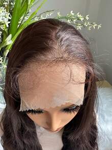 28英寸長波浪合成髮假髮,帶13*6蕾絲前髮,可覆蓋整個頭部 - 棕色 - 查看 6