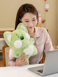 綠色嘟嘟喵娃娃33公分毛絨玩具睡枕玩偶玩偶貓生日禮物節日禮物 - 綠色 - 查看 3