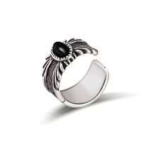 Phnibird黑色縞瑪瑙耳夾,手工製作的復古925純銀不須穿洞哥德風珠寶 - 黑色 - 查看 4