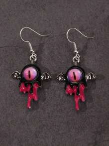 可愛酷炫滴油怪獸,單眼,翅膀吊墜和耳環,帶熔岩翅膀和眼睛 - 黑色 - 查看 1