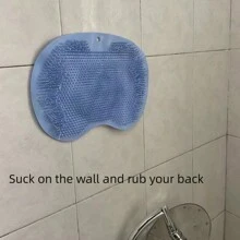 1入組藍色矽膠背部擦洗按摩去角質刷,配吸盤,掛壁式防滑設計 - 藍色 - 查看 9