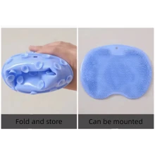 1入組藍色矽膠背部擦洗按摩去角質刷,配吸盤,掛壁式防滑設計 - 藍色 - 查看 5