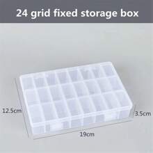 1pc Transparent Pp Plastic Storage Box With 24 Fixed Grids For Beads, Sequins, Jewelry With Card Slot