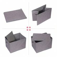 4 Pack Large Foldable Storage Box With Lids [16.5x11.8x11.8] Fabric Storage Cube Organizer Cloth Containers Linen Bins Baskets For Closet Clothes Clothing Bed Room