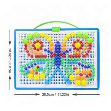 296塊塑料3d拼圖積木,彩色認知兒童智力發展遊戲蒙特梭利教育玩具,適合兒童禮物 - 蘑菇釘拼圖 - 查看 3
