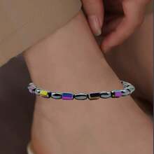 Xiacheng 1入組磁療血赤鐵礦石腳鍊手鍊能量治療腳鍊套裝(適用於女士/男士),抗焦慮磁石黑曜石沙灘腳鐐手鍊 - 彩色 - 查看 5