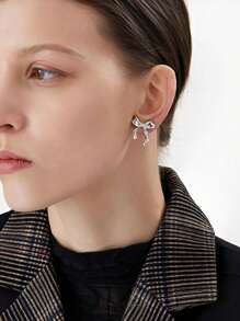 1 对简约优雅蝴蝶结吊坠耳环，适合女士，欧美风格情人节、妈妈、母亲、母亲节、礼物