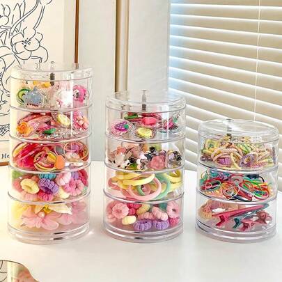 Förvaringslåda för håraccessoarer för barn, dammtät, roterande, huvudbonader för babyflickor, örhängen, hårspännen, hårsnoddar, smyckeorganisatör, sol, resor, coolt, tillbaka till skolan