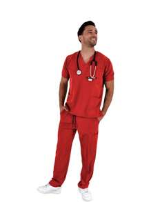 SOULMATE Boston Men's Surgical Pajamas - 紅色 - 查看 2