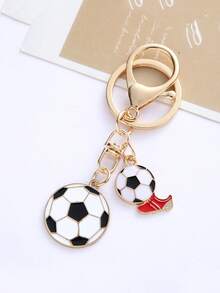1pc Zinc Alloy Mini Football Pendant Keychain, Great Thanksgiving Day/Sports Event/Party Gift For Family/Friends - Gold - View 1